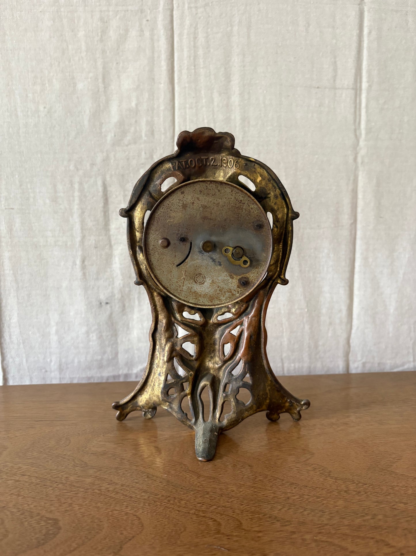 Art Nouveau Brass Mantle Clock