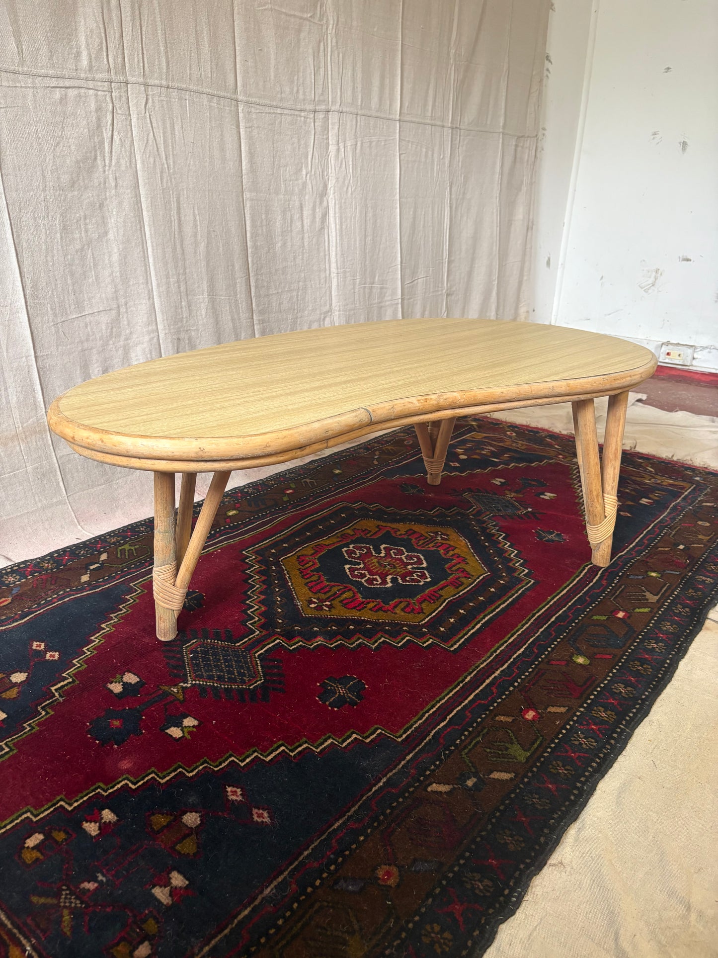 Rattan Kidney Coffee Table