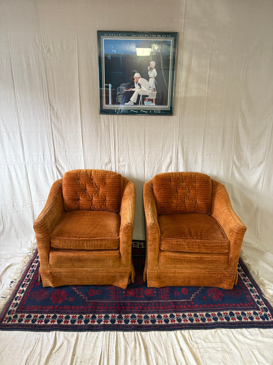 Orange Barrel Chair Pair