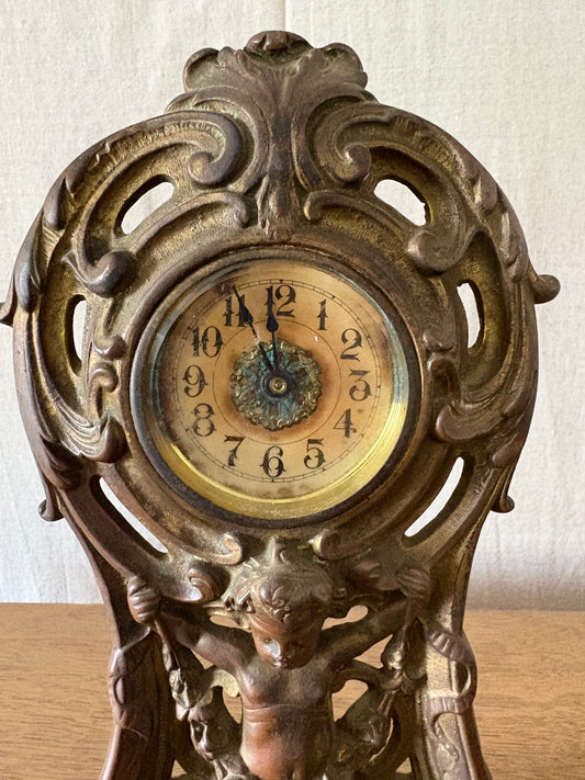 Art Nouveau Brass Mantle Clock