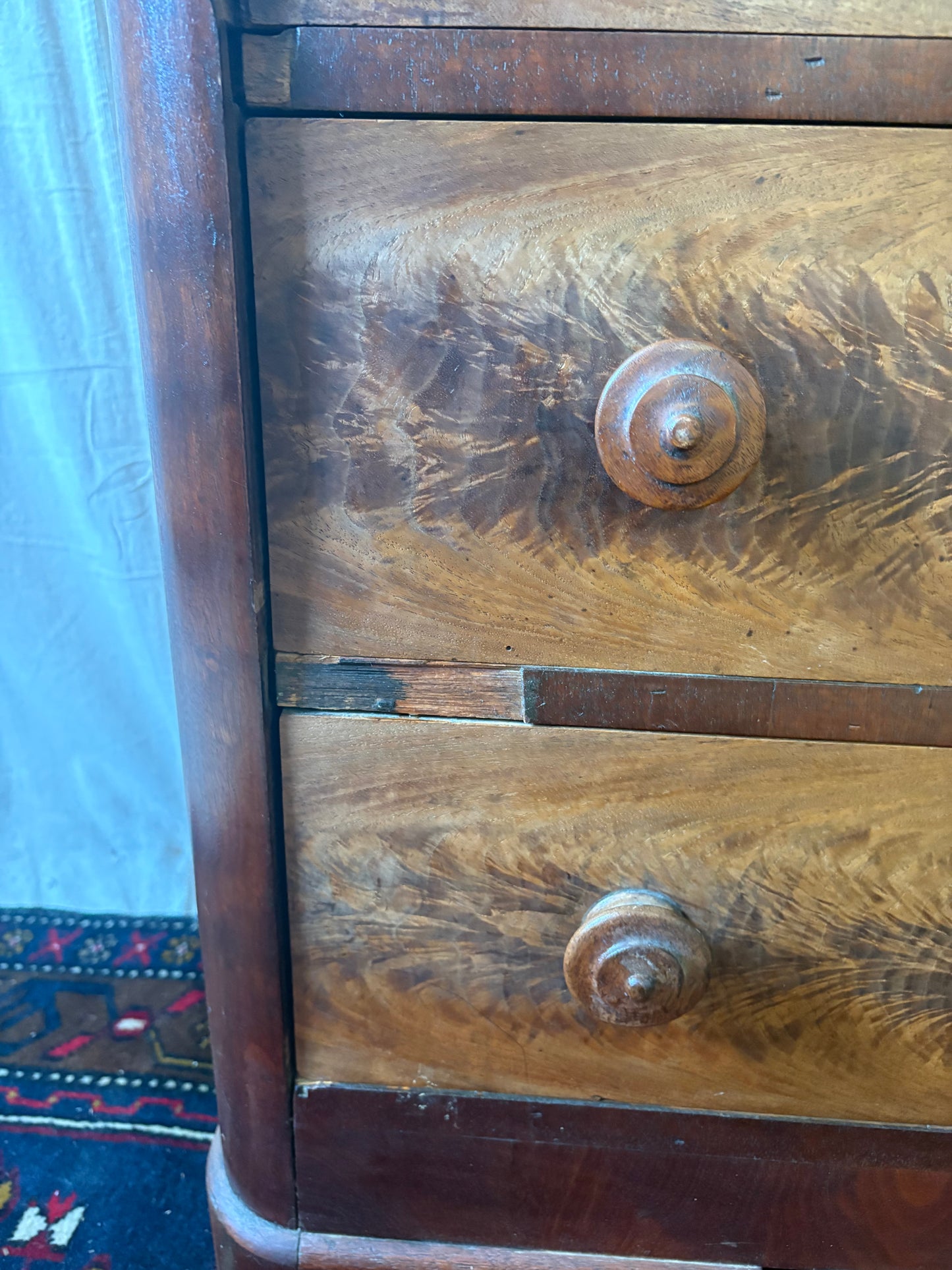 Fiddleback Maple Marble Top Dresser
