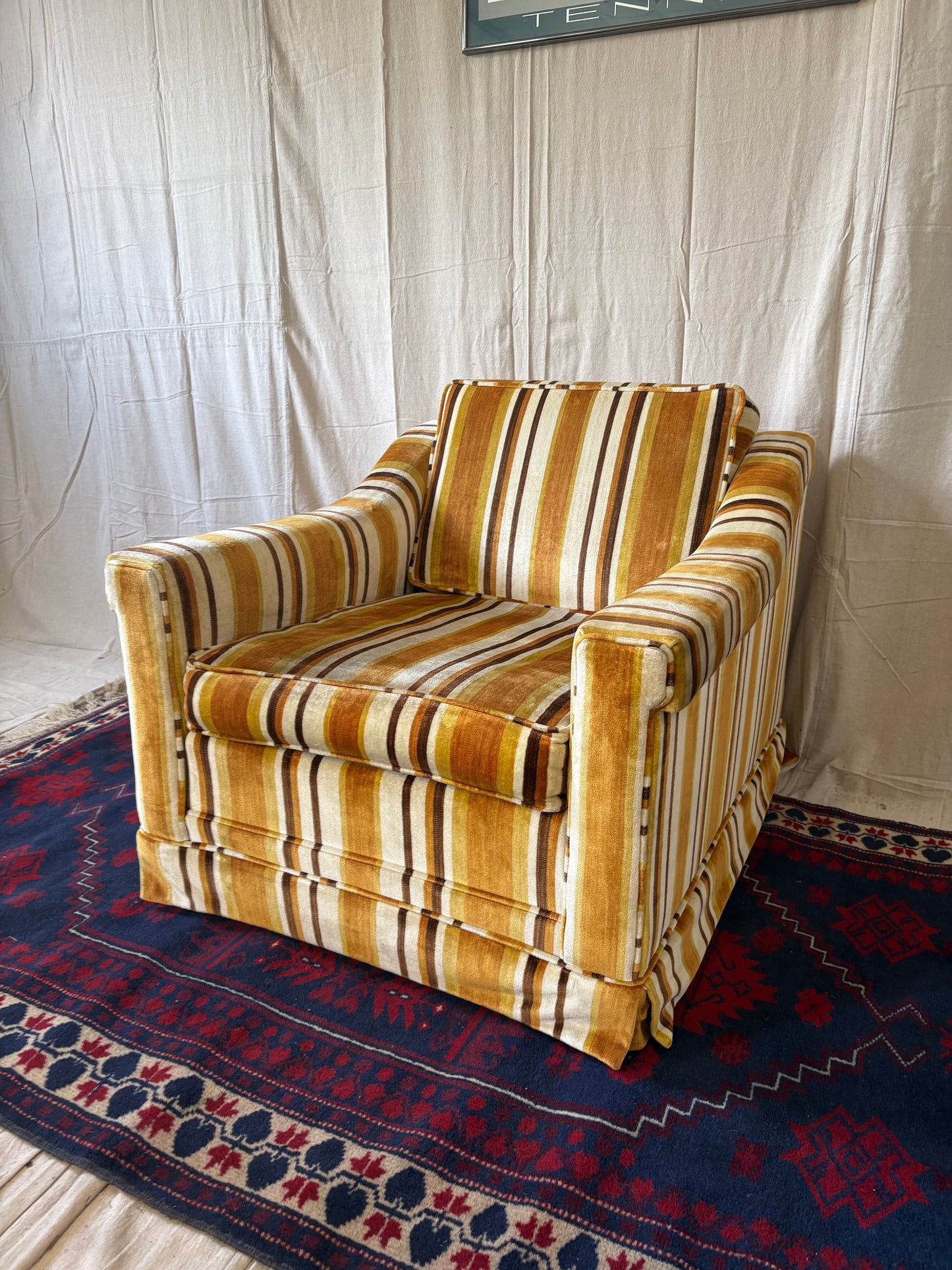 Striped Midcentury Club Chair