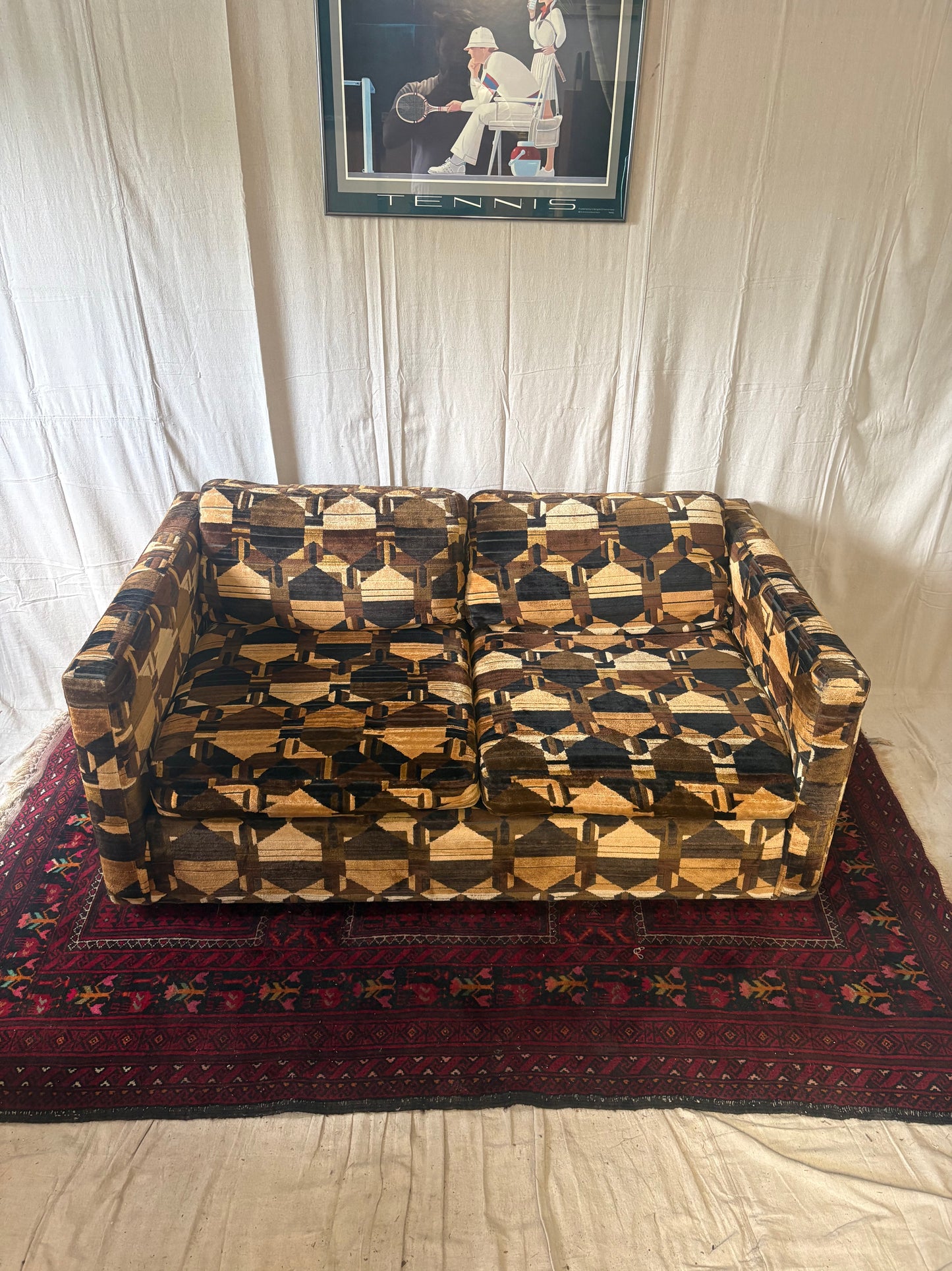MCM Geometric-Pattern Loveseat