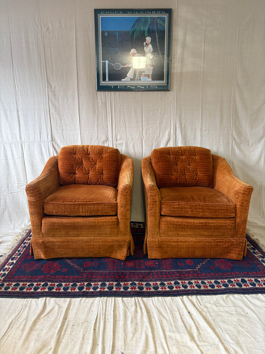 Orange Barrel Chair Pair
