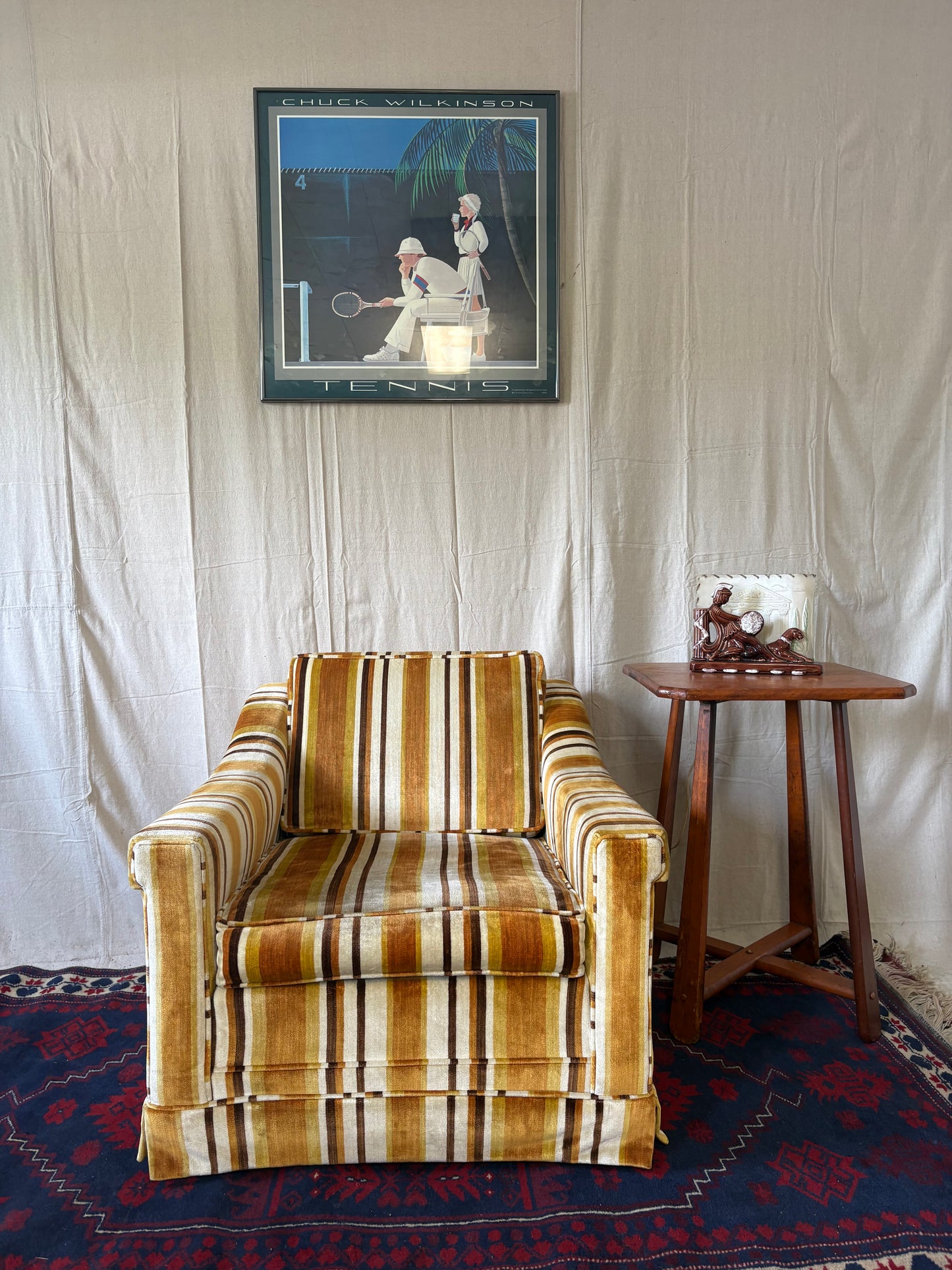 Striped Midcentury Club Chair