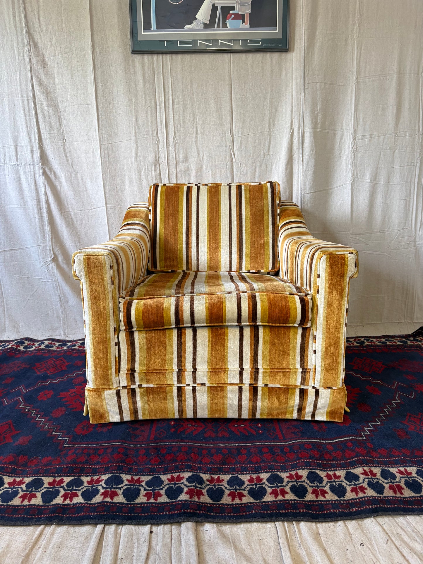 Striped Midcentury Club Chair