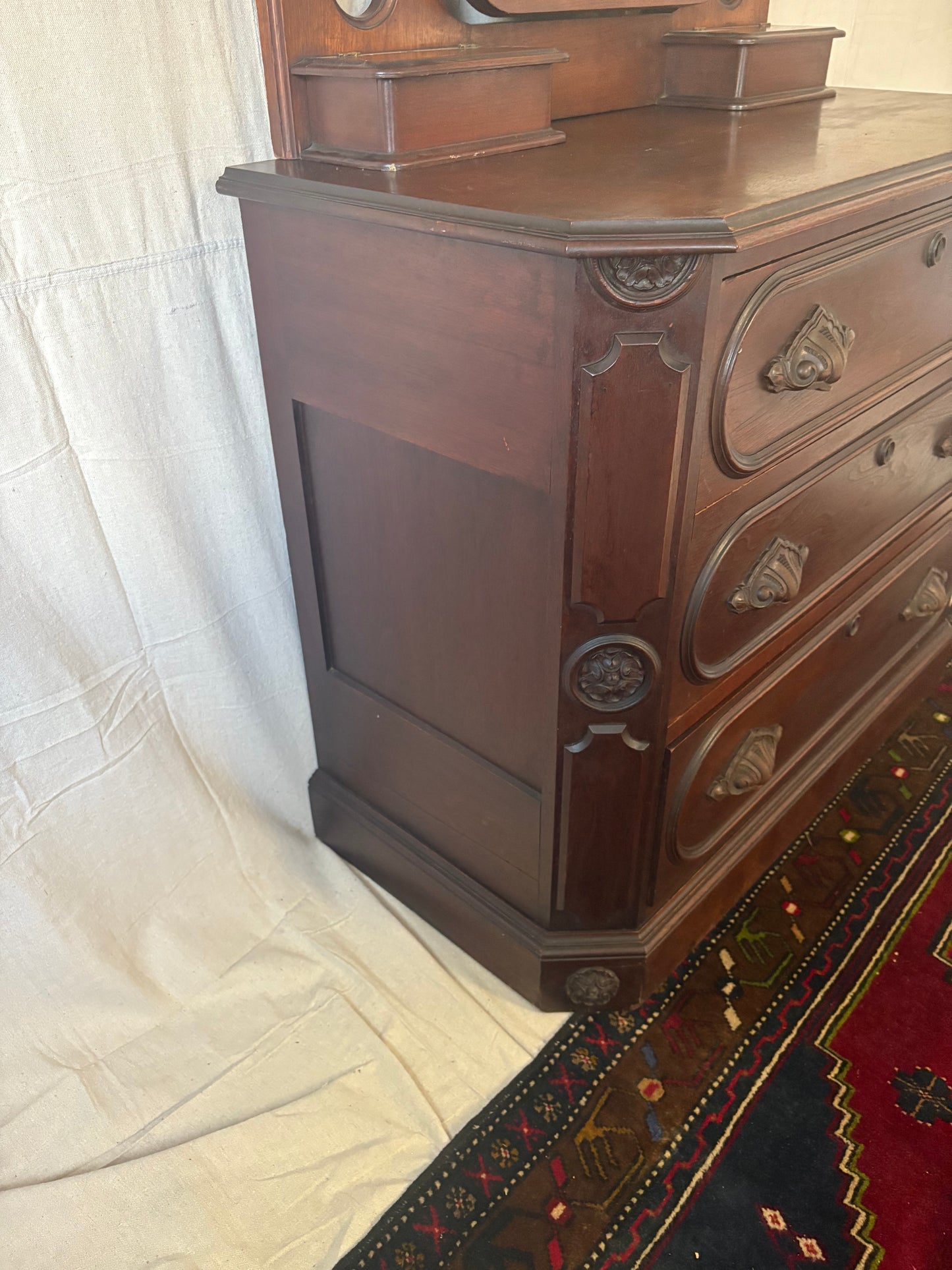 Victorian Walnut Dresser with Mirror