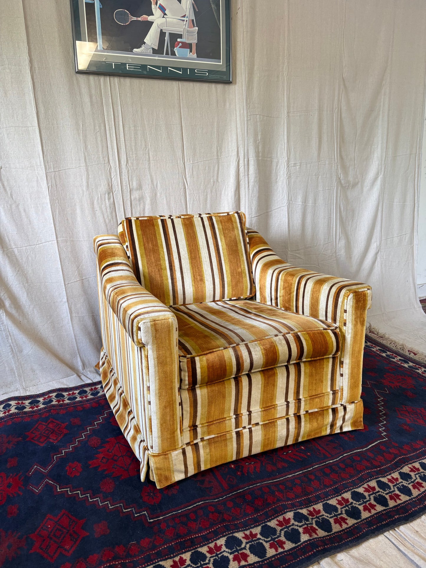 Striped Midcentury Club Chair