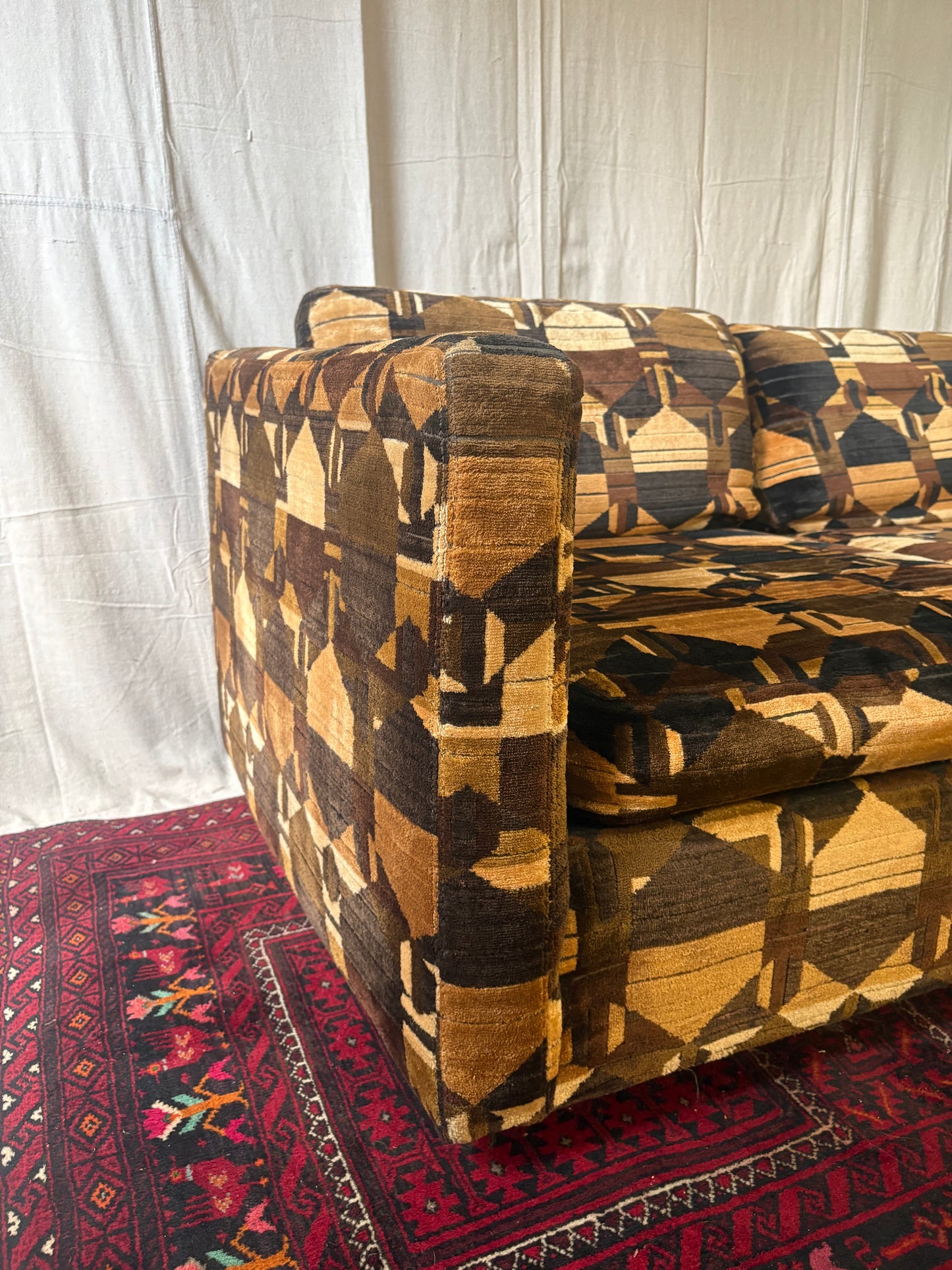 MCM Geometric-Pattern Loveseat