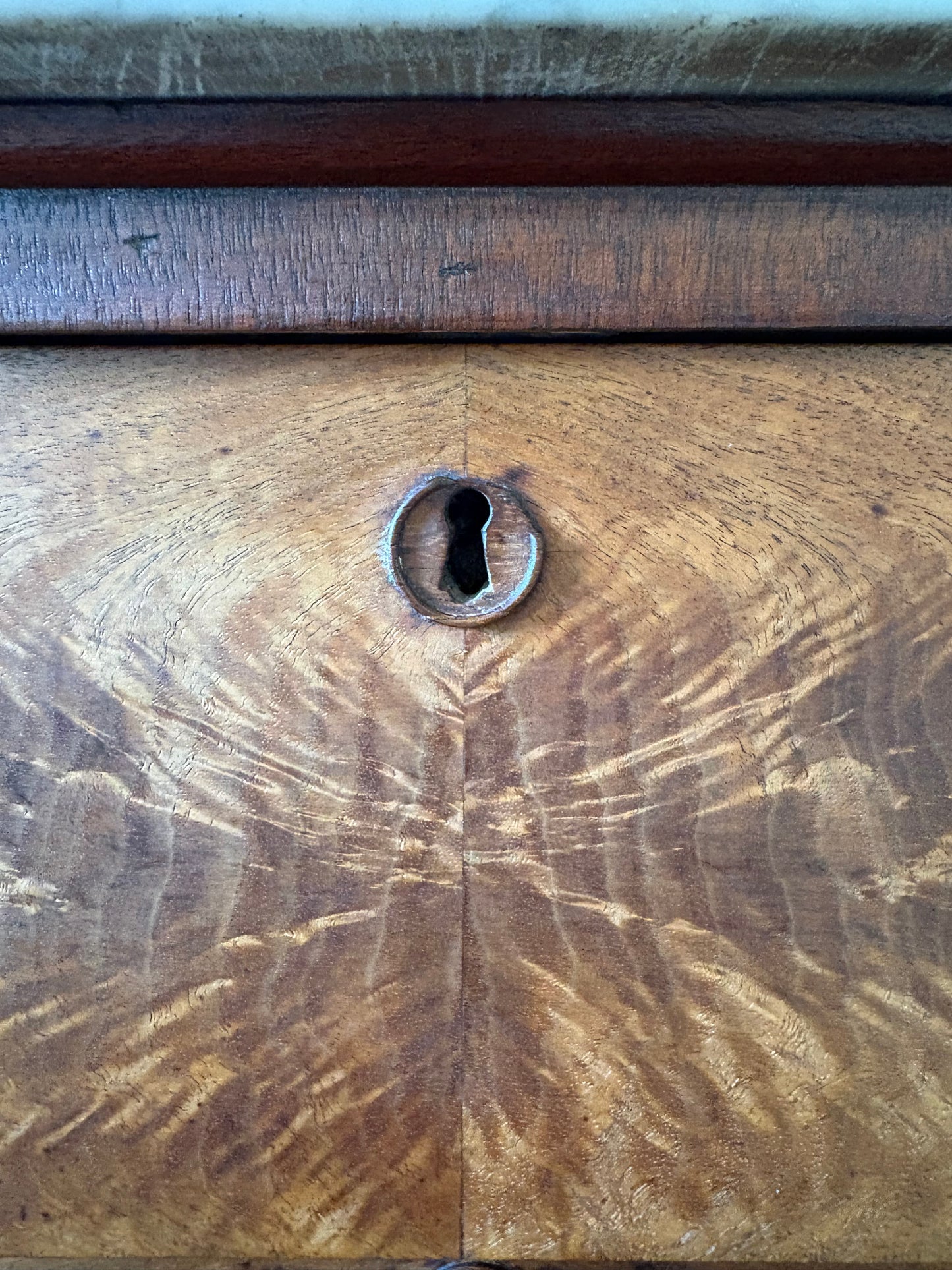 Fiddleback Maple Marble Top Dresser