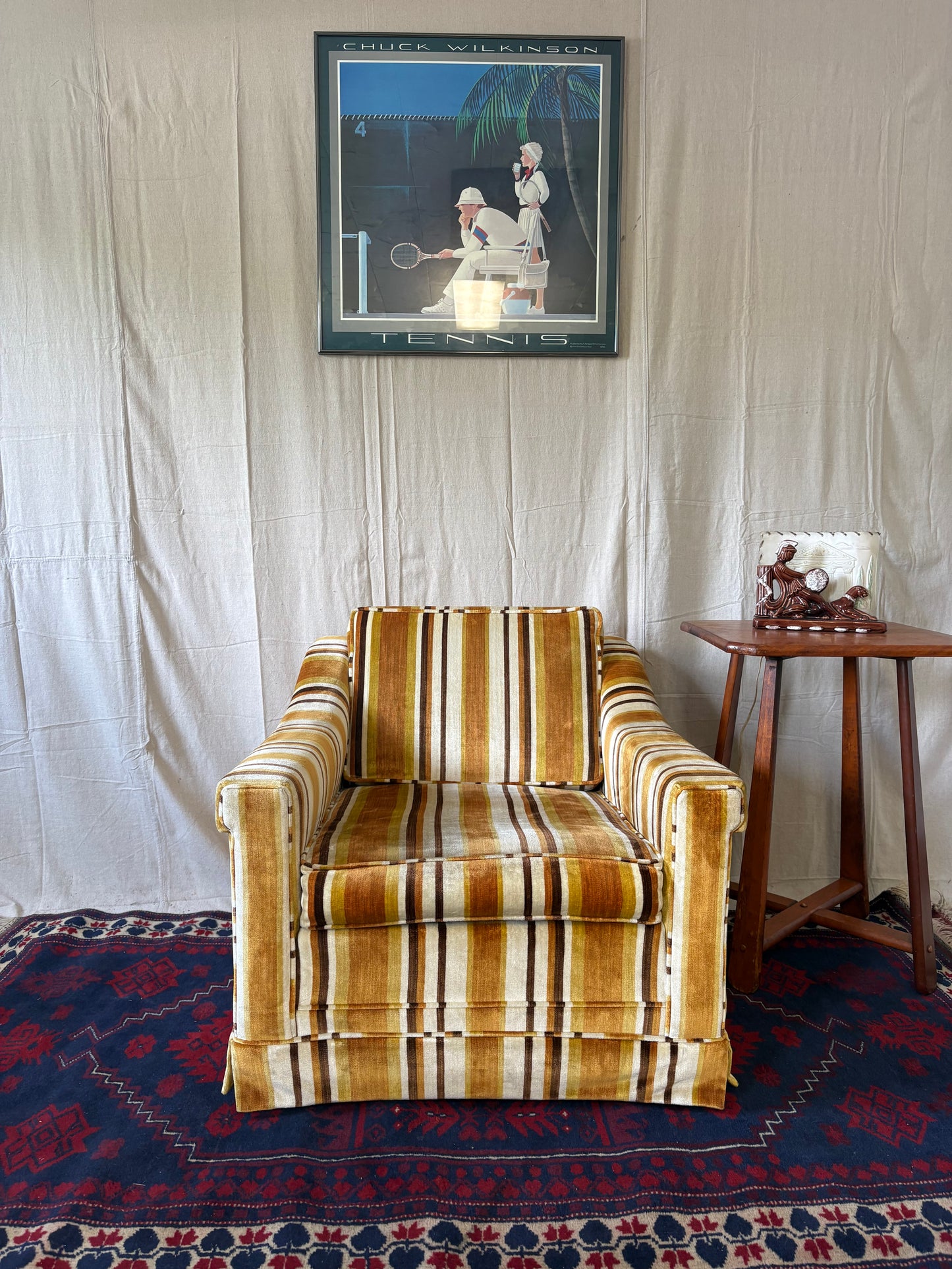 Striped Midcentury Club Chair