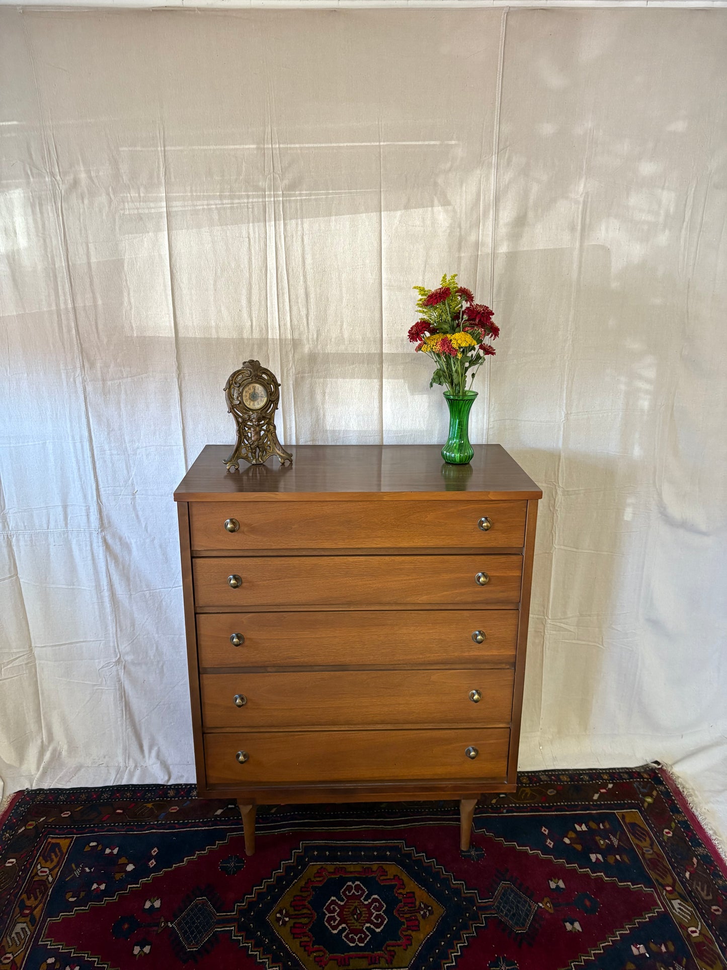 MCM Brass-Pull Tall Chest