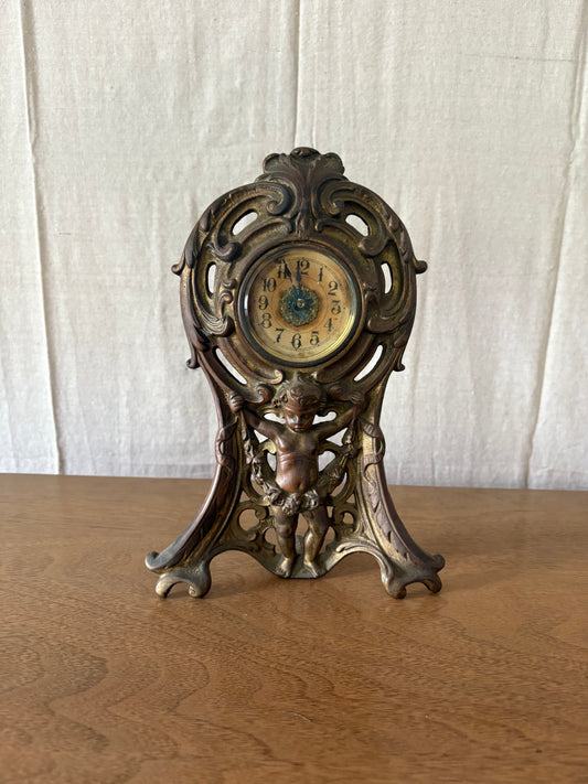 Art Nouveau Brass Mantle Clock