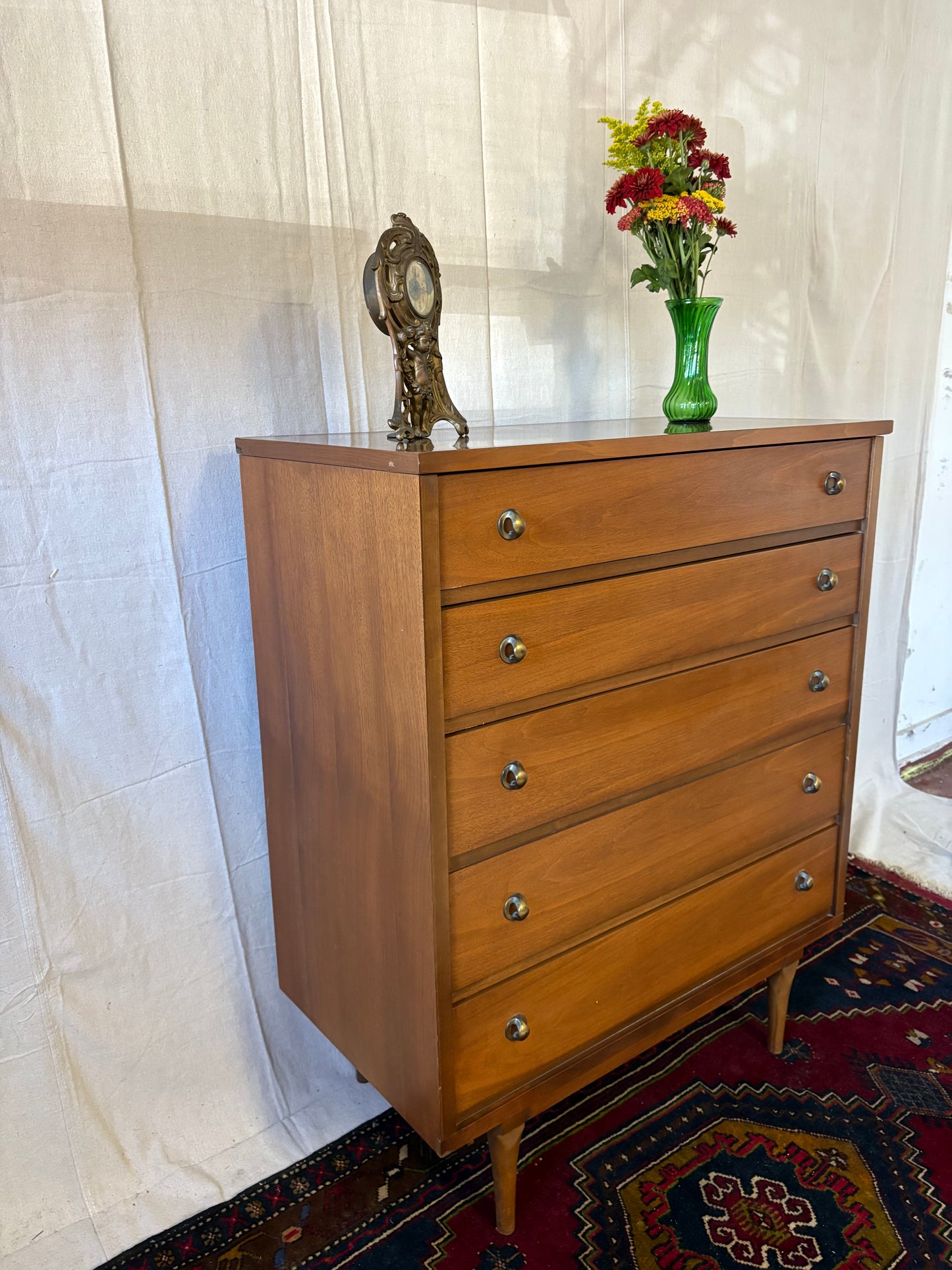 MCM Brass-Pull Tall Chest