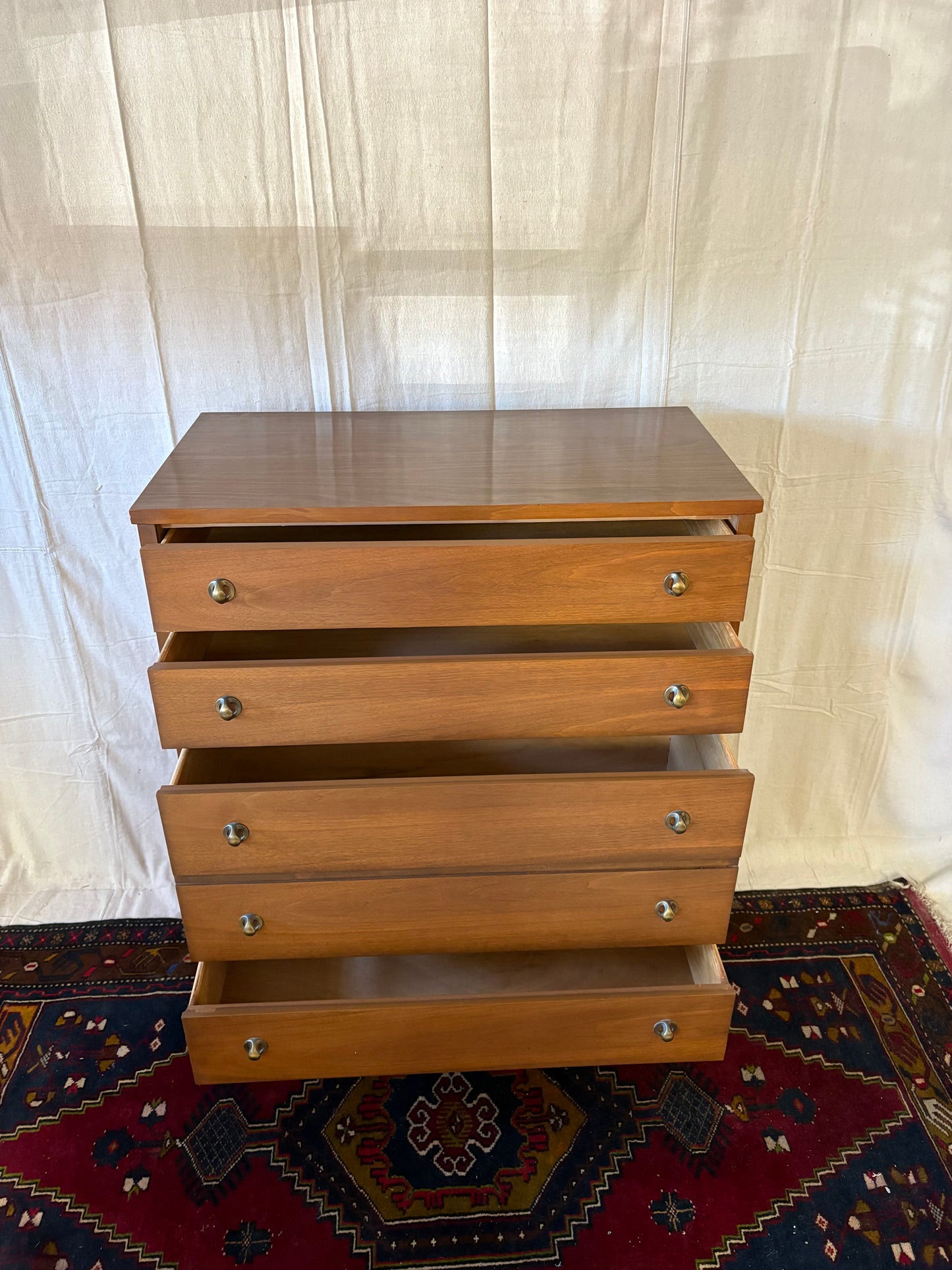 MCM Brass-Pull Tall Chest