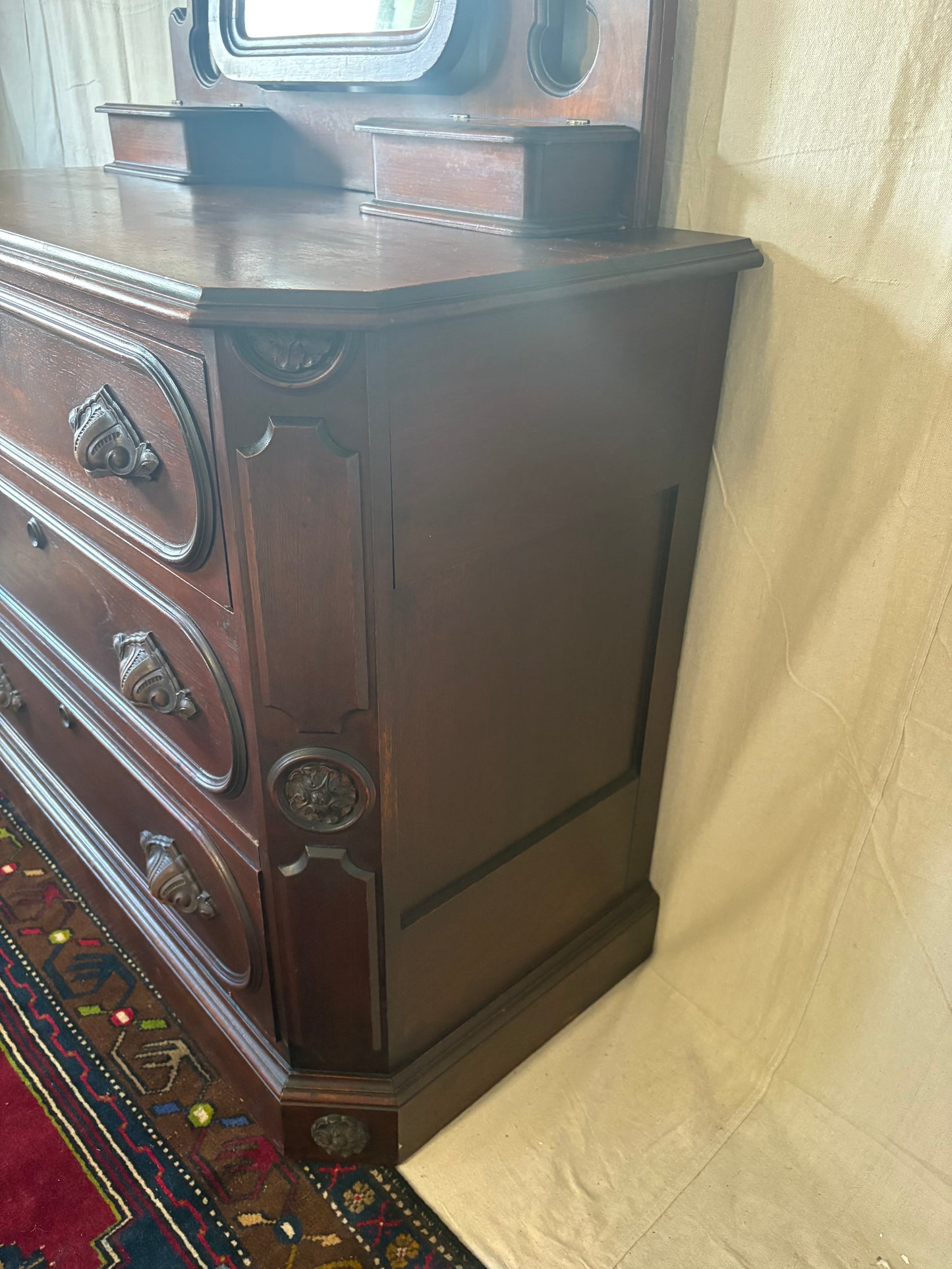 Victorian Walnut Dresser with Mirror