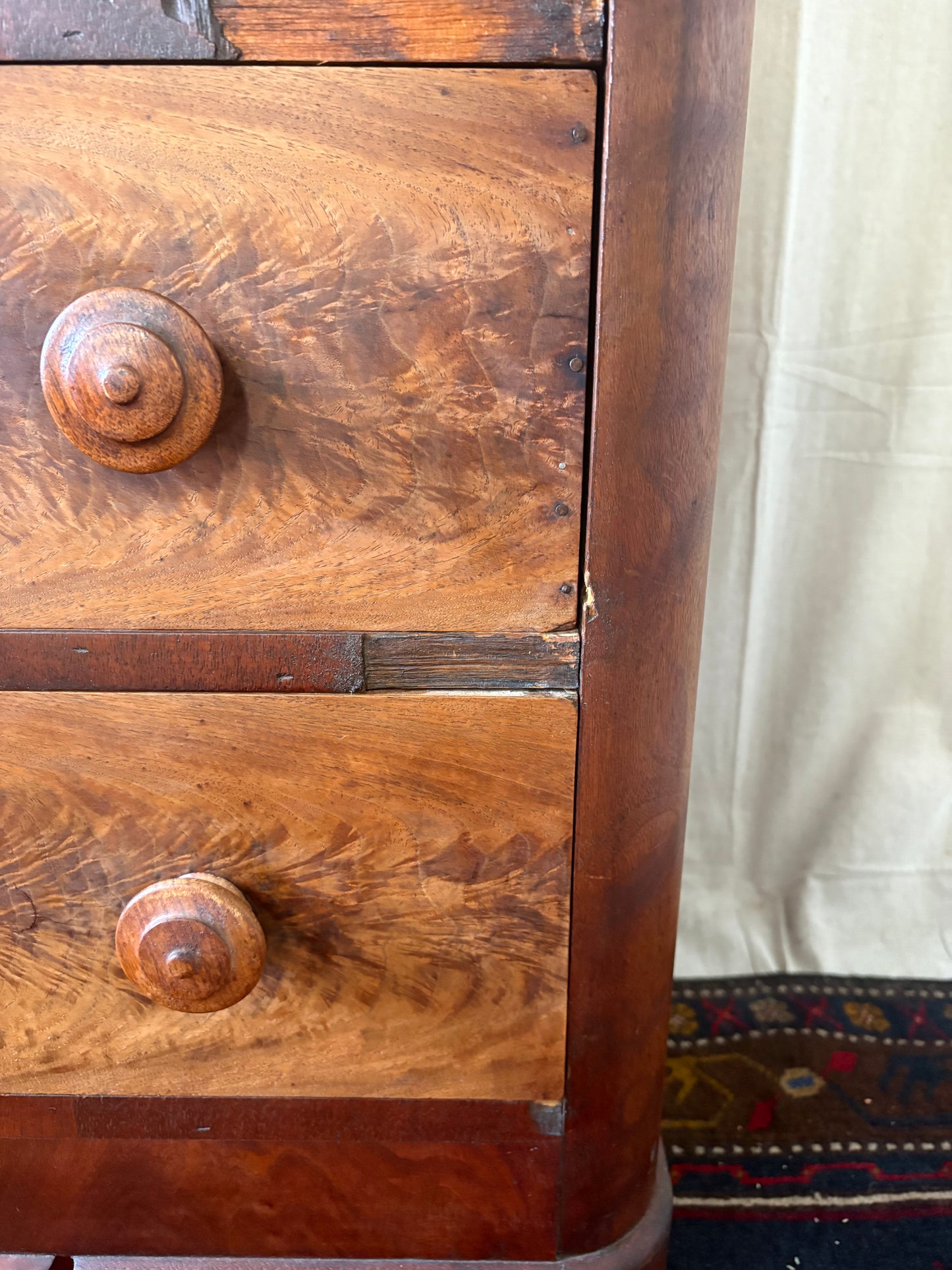 Fiddleback Maple Marble Top Dresser