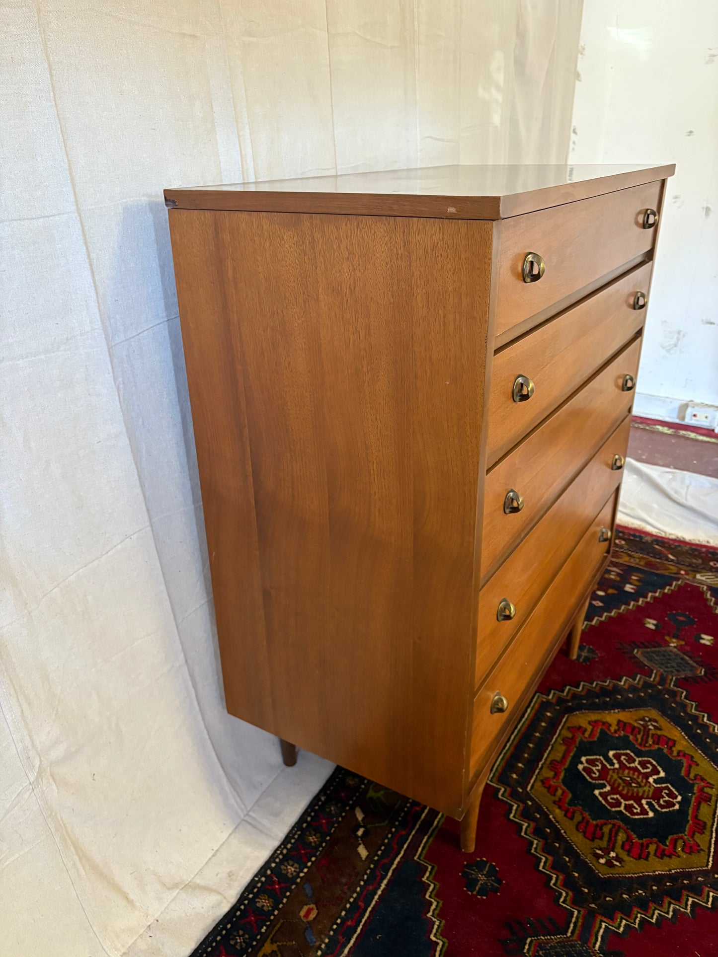 MCM Brass-Pull Tall Chest