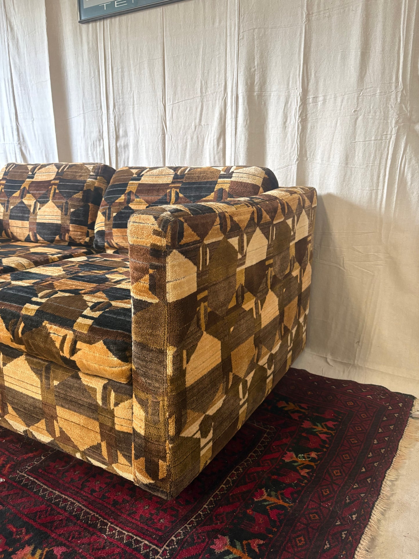 MCM Geometric-Pattern Loveseat