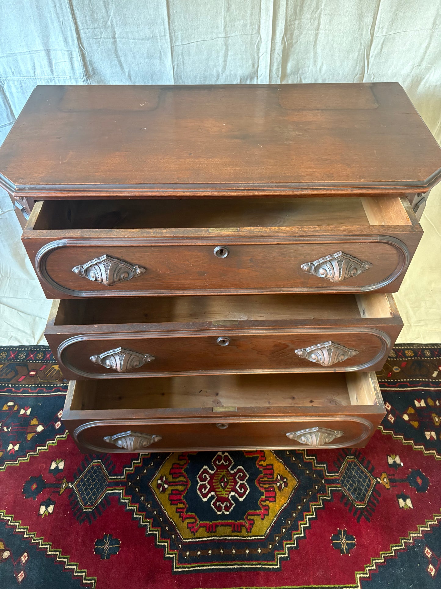 Victorian Walnut Dresser with Mirror