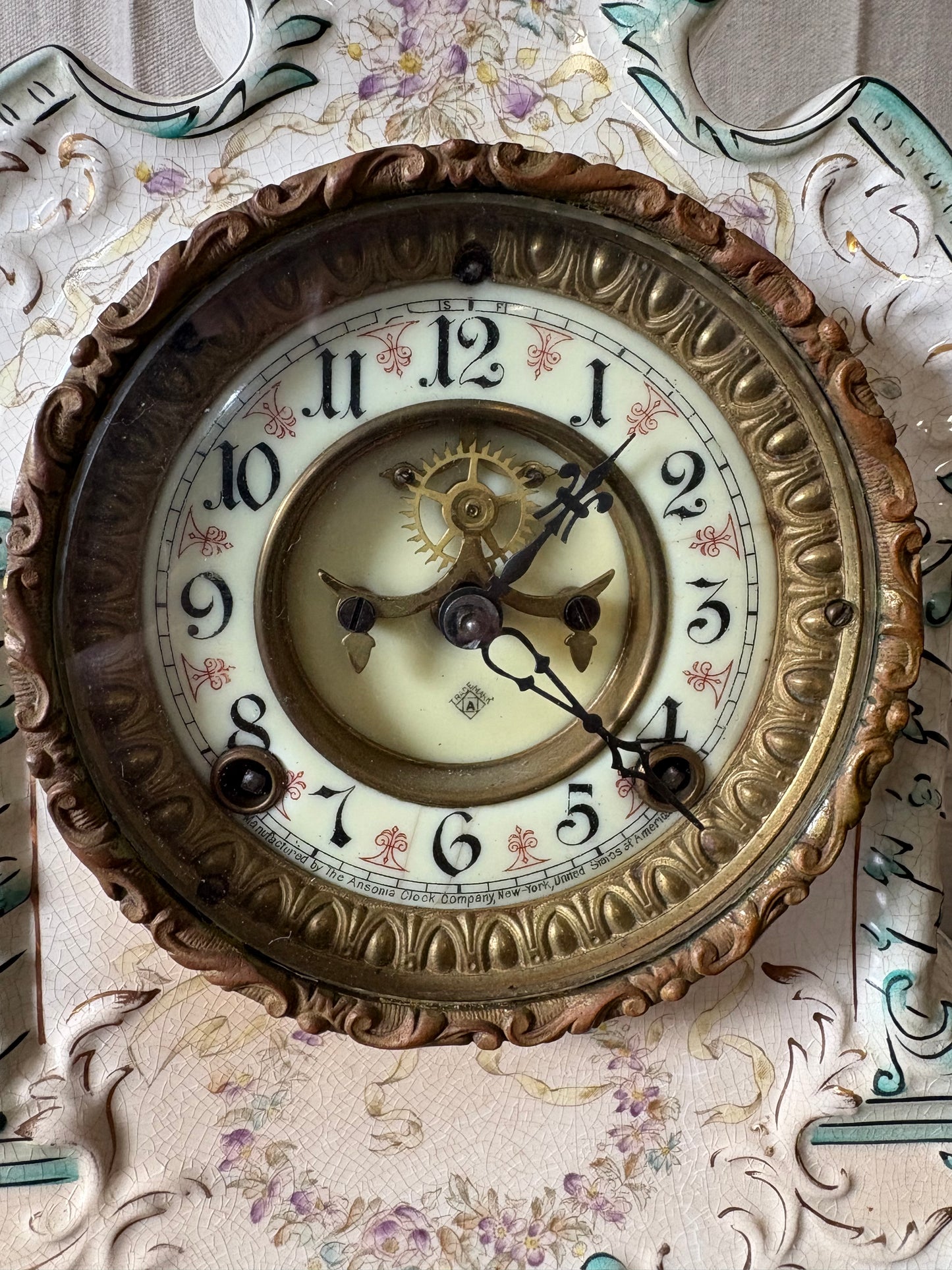 Ansonia Porcelain Mantle Clock